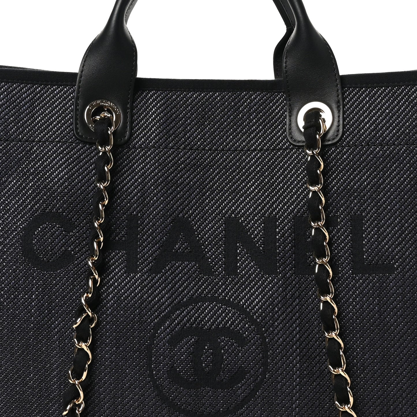 Woven Straw Raffia Large Deauville Tote  Black