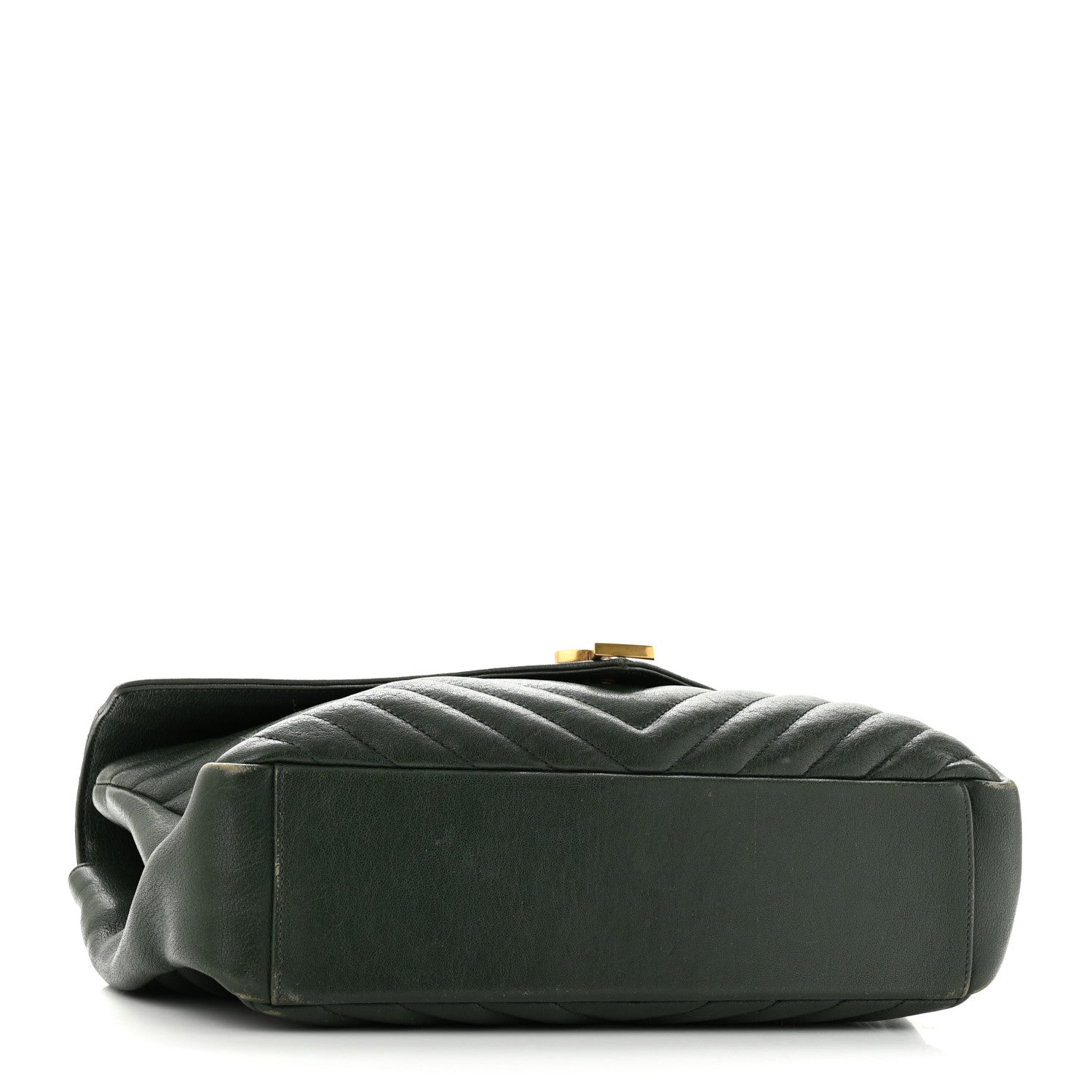 Saint Laurent Sheepskin Matelasse Chevron Monogram Large College Satchel Dark Green 4 of 10