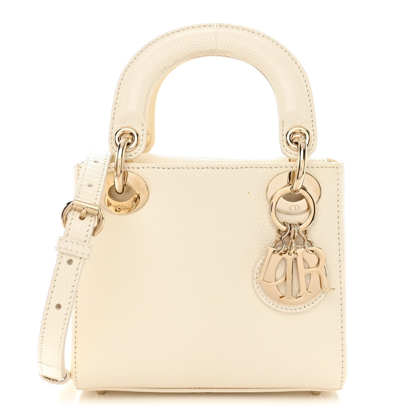 Lizard Mini Lady Dior White
