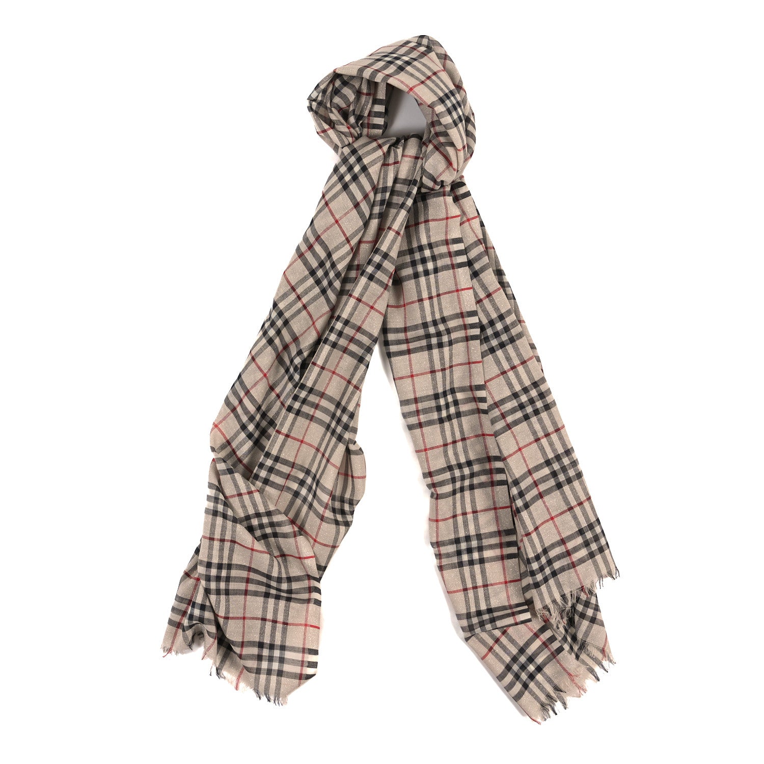 Burberry Metallic Silk Wool Gauze Giant Check Scarf Stone 1 of 3