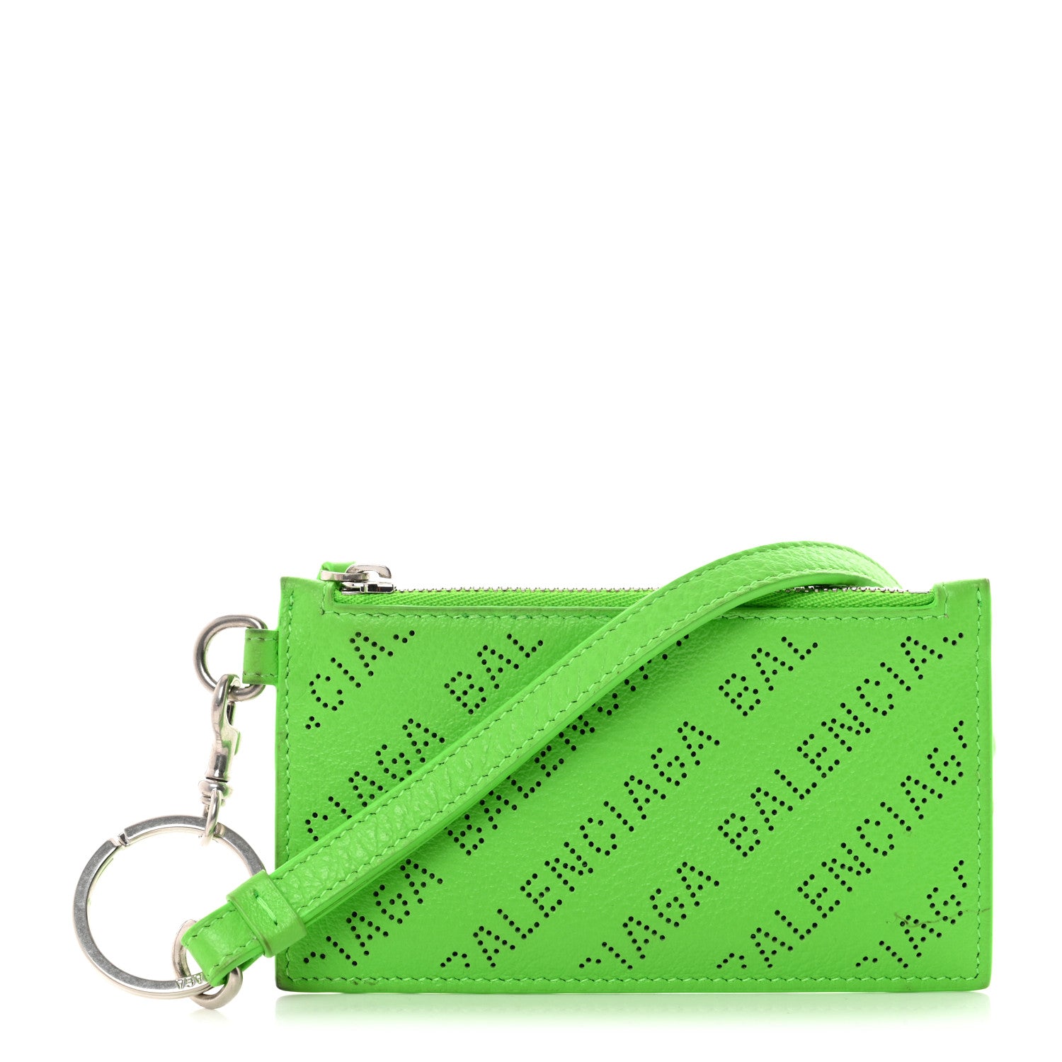 Balenciaga Calfskin Logo Perforated Cash Coin Card Holder On