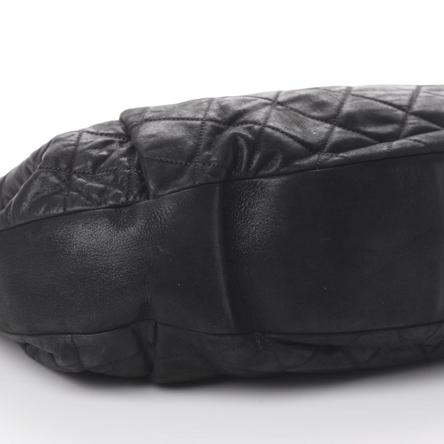 Iridescent Calfskin Chic Quilt Accordion Flap Bag Black