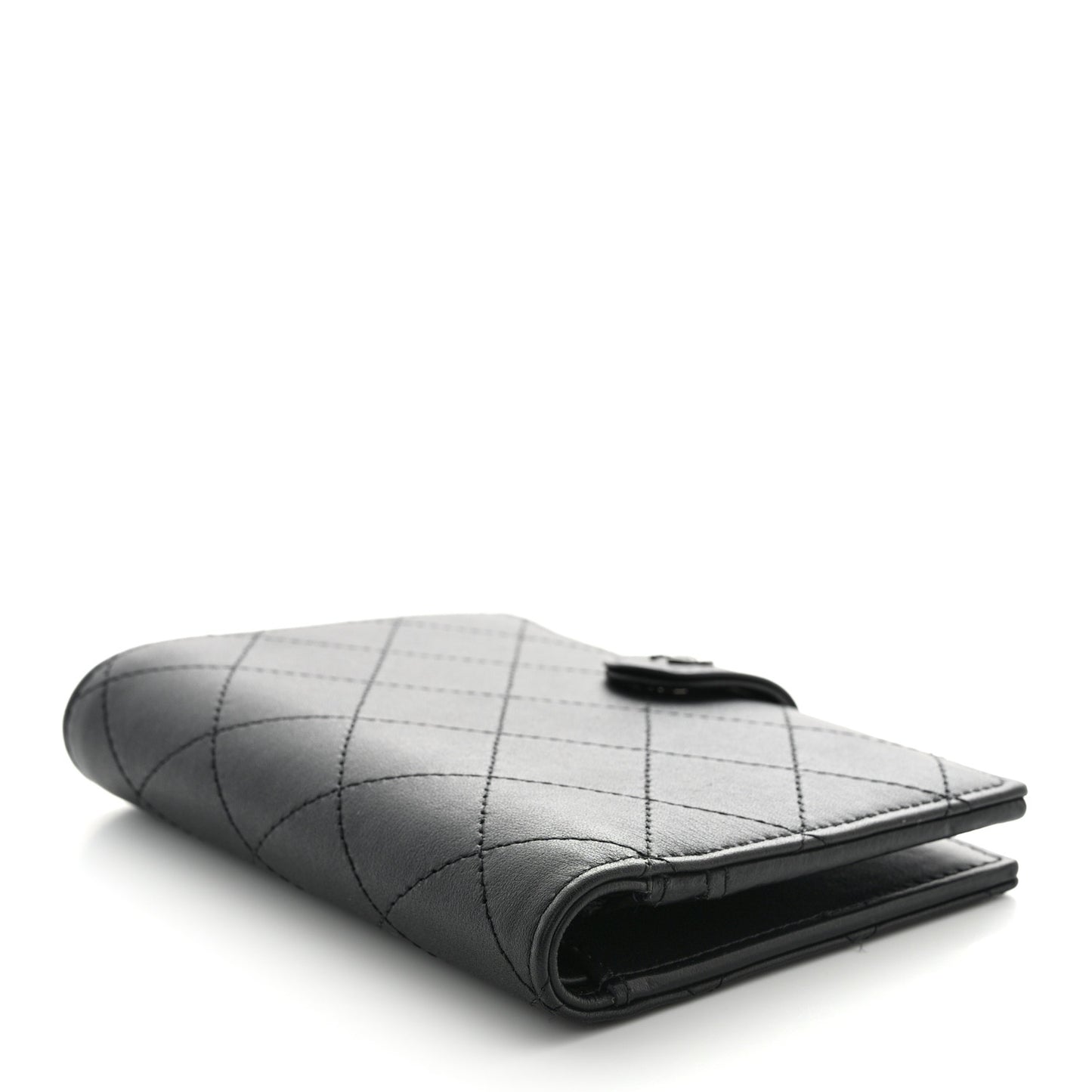Grained Calfskin Quilted passport Holder Wallet So Black