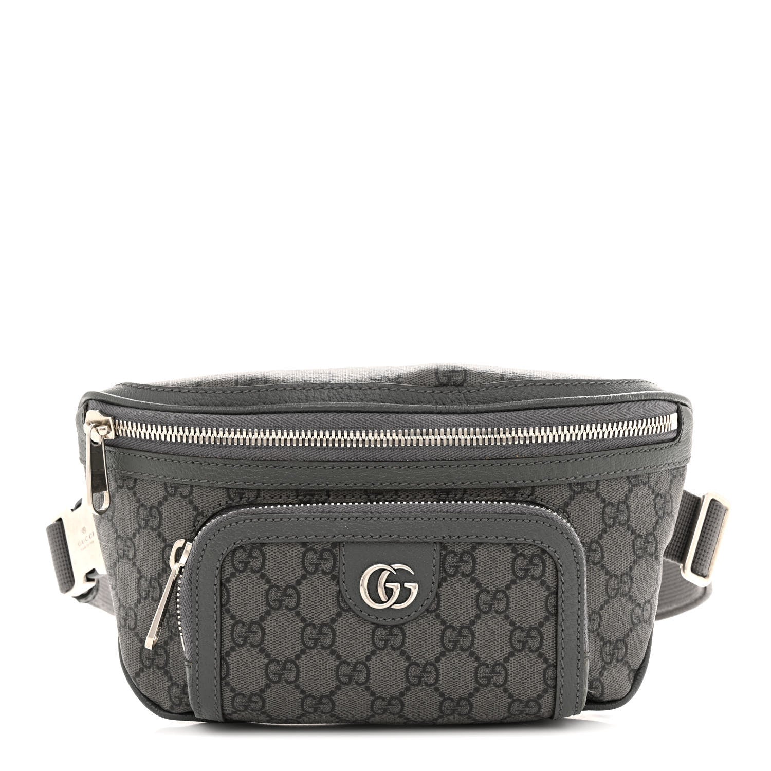 Gucci GG Supreme Monogram Textured Dollar Calfskin Ophidia Belt Bag Grey Black Graphite Grey 1 of 12
