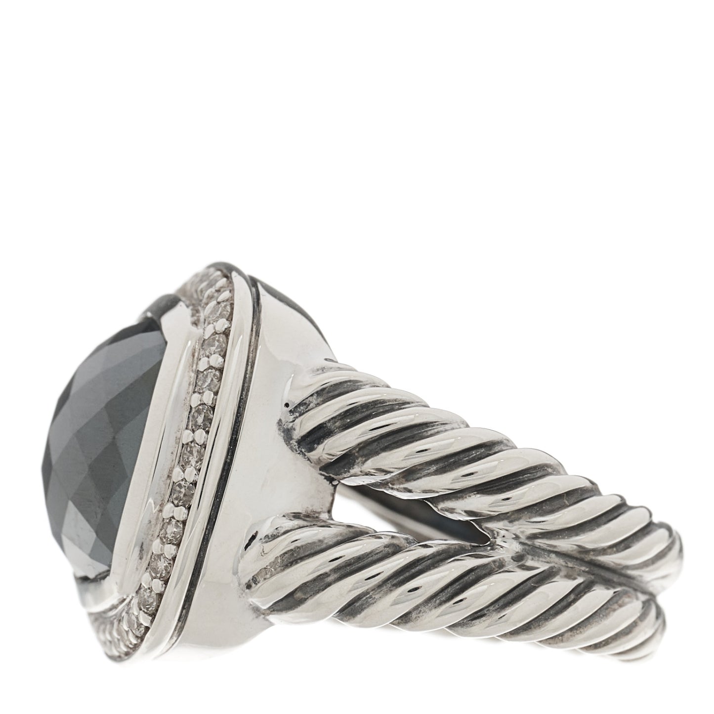 Sterling Silver Diamond Hematite 11mm Albion Ring 48 4.5