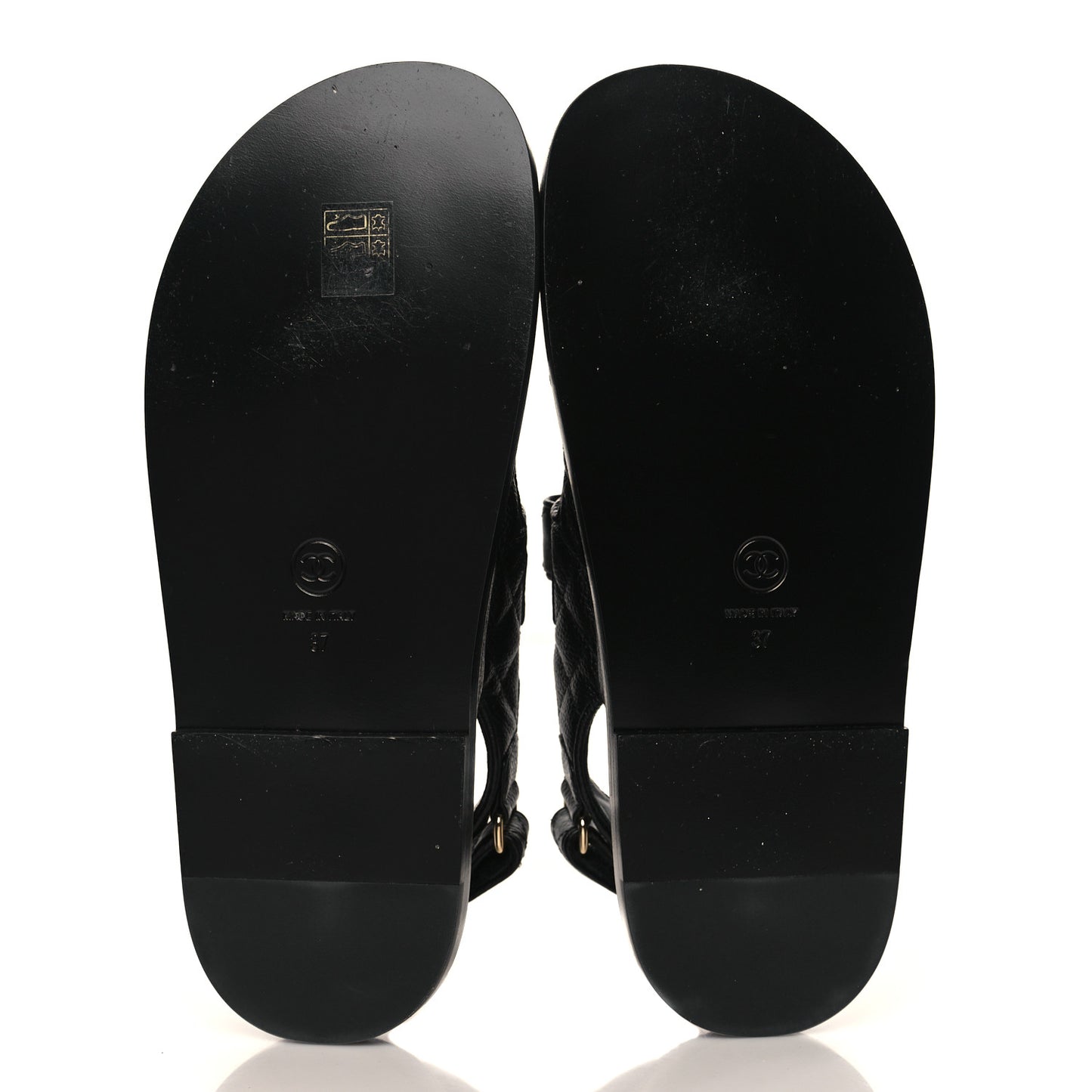 Grained Calfskin Velcro Dad Sandals 37 Black