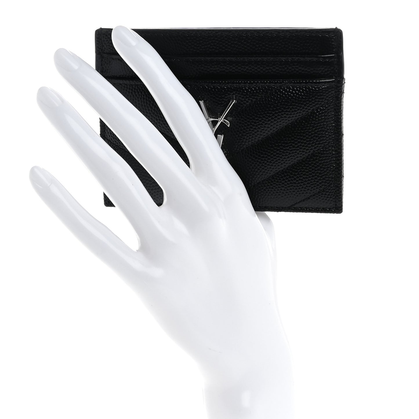 Grain De Poudre Matelasse Chevron Monogram Credit Card Case Black