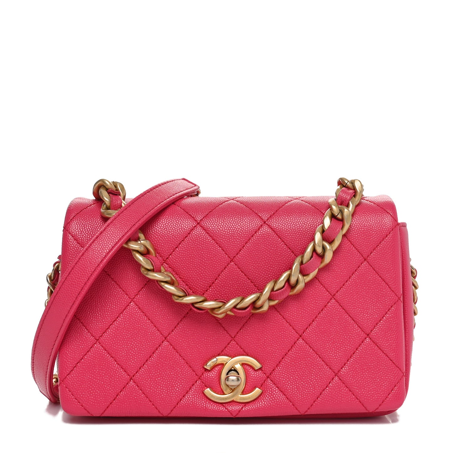 Caviar Quilted Small Fashion Therapy Flap Bag Dark Pink
