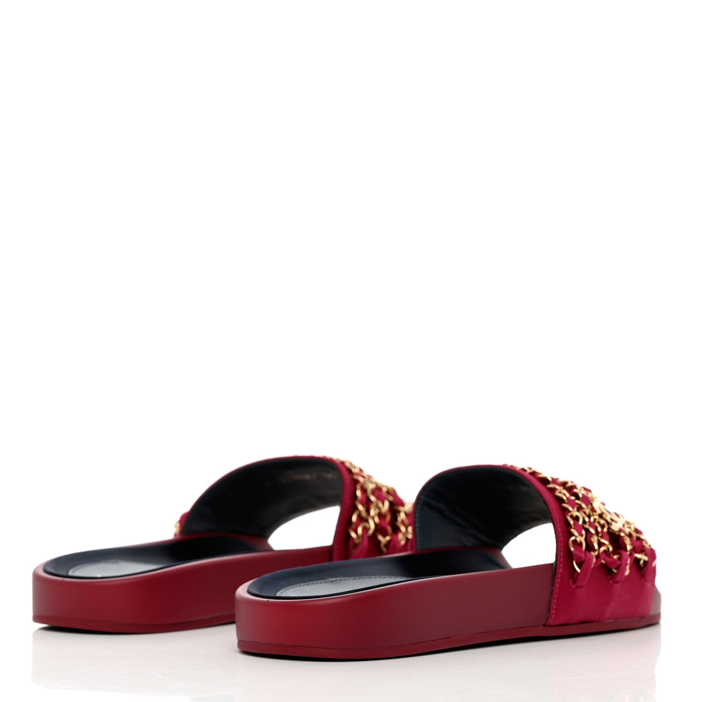 Satin Chain Flat Sandals 36 Dark Fuchsia