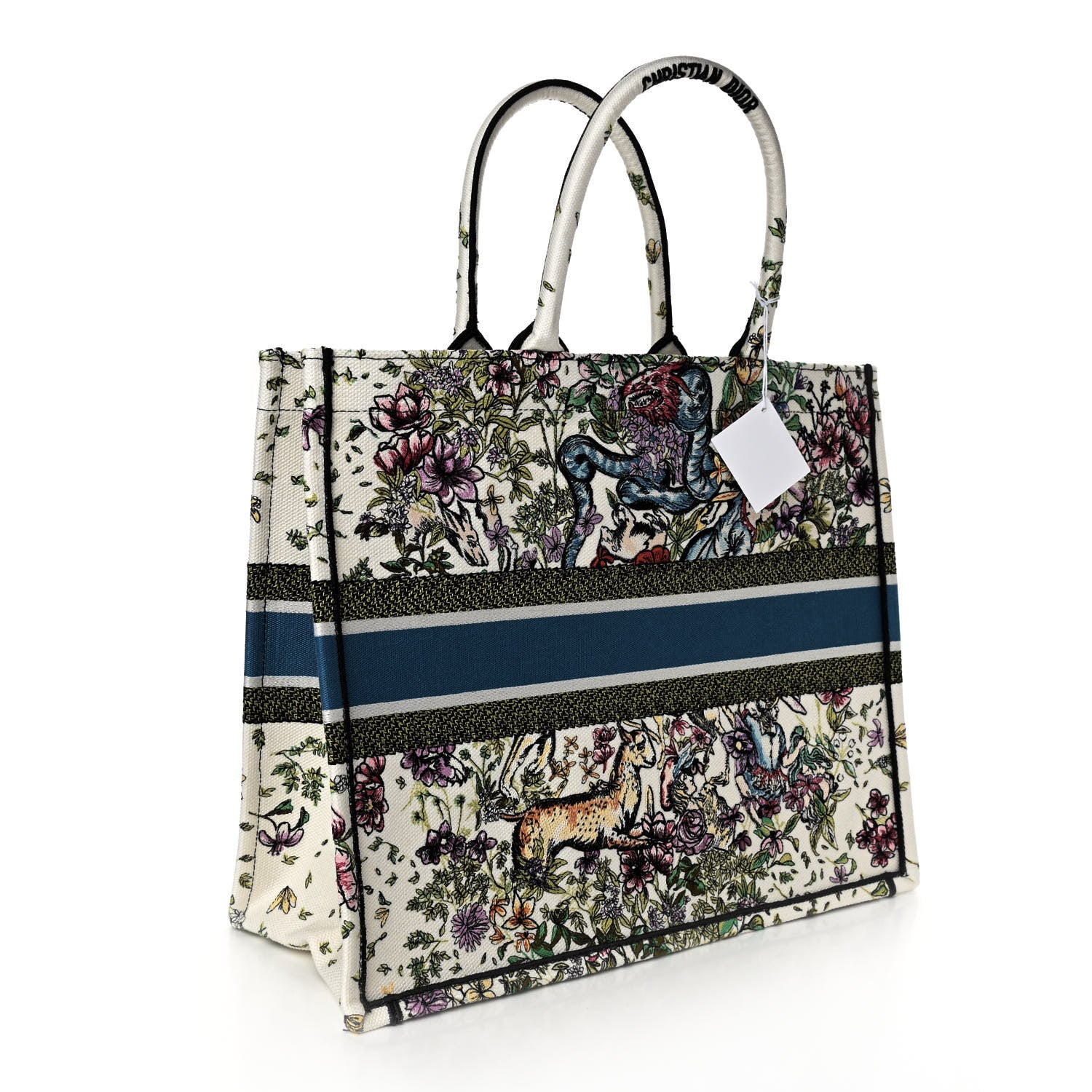 Christian Dior Canvas Embroidered Large D-Constellation Book Tote Latte Multicolor 3 of 13