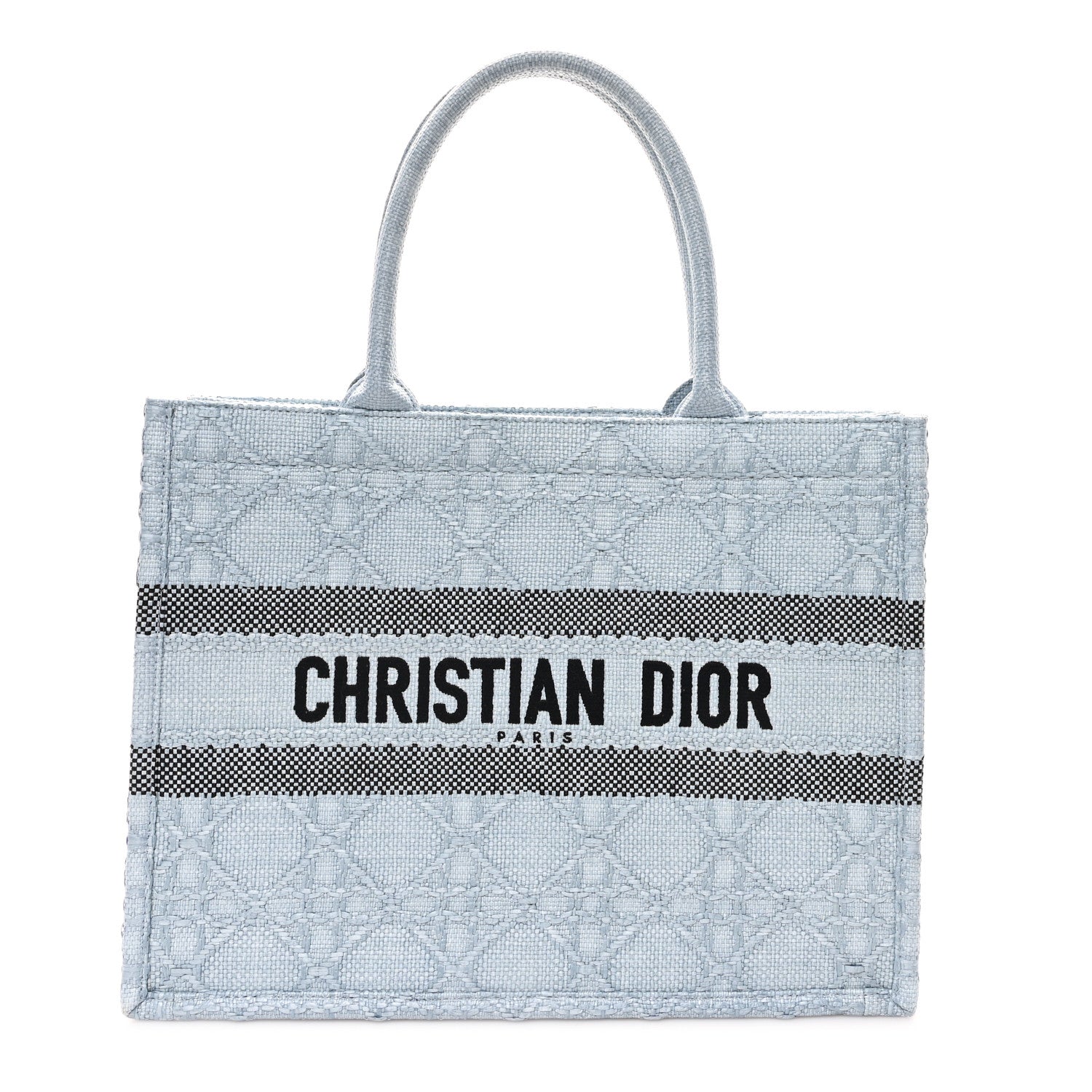 Christian Dior Raffia Cannage Medium Book Tote Blue 1711734