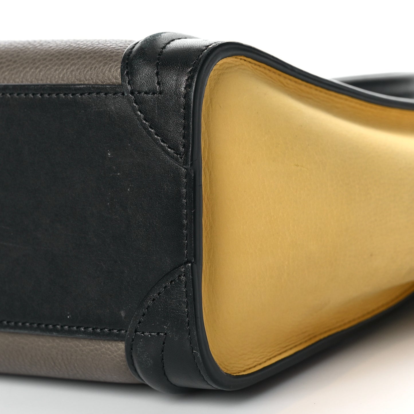 Drummed Calfskin Suede Nano Tri-Color Luggage Amber