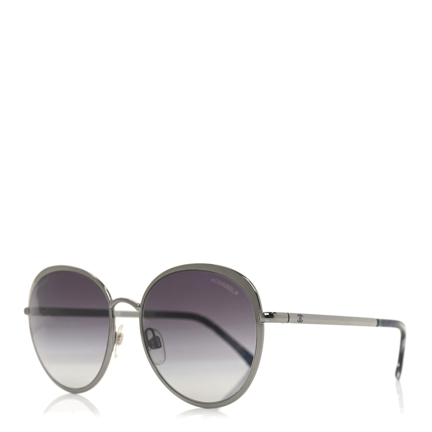 CHANEL Silver Frame Sunglasses with Black Gradient Lenses CHANEL Sunglasses: Pantos Sunglasses, metal — Fashion | CHANEL main image 2