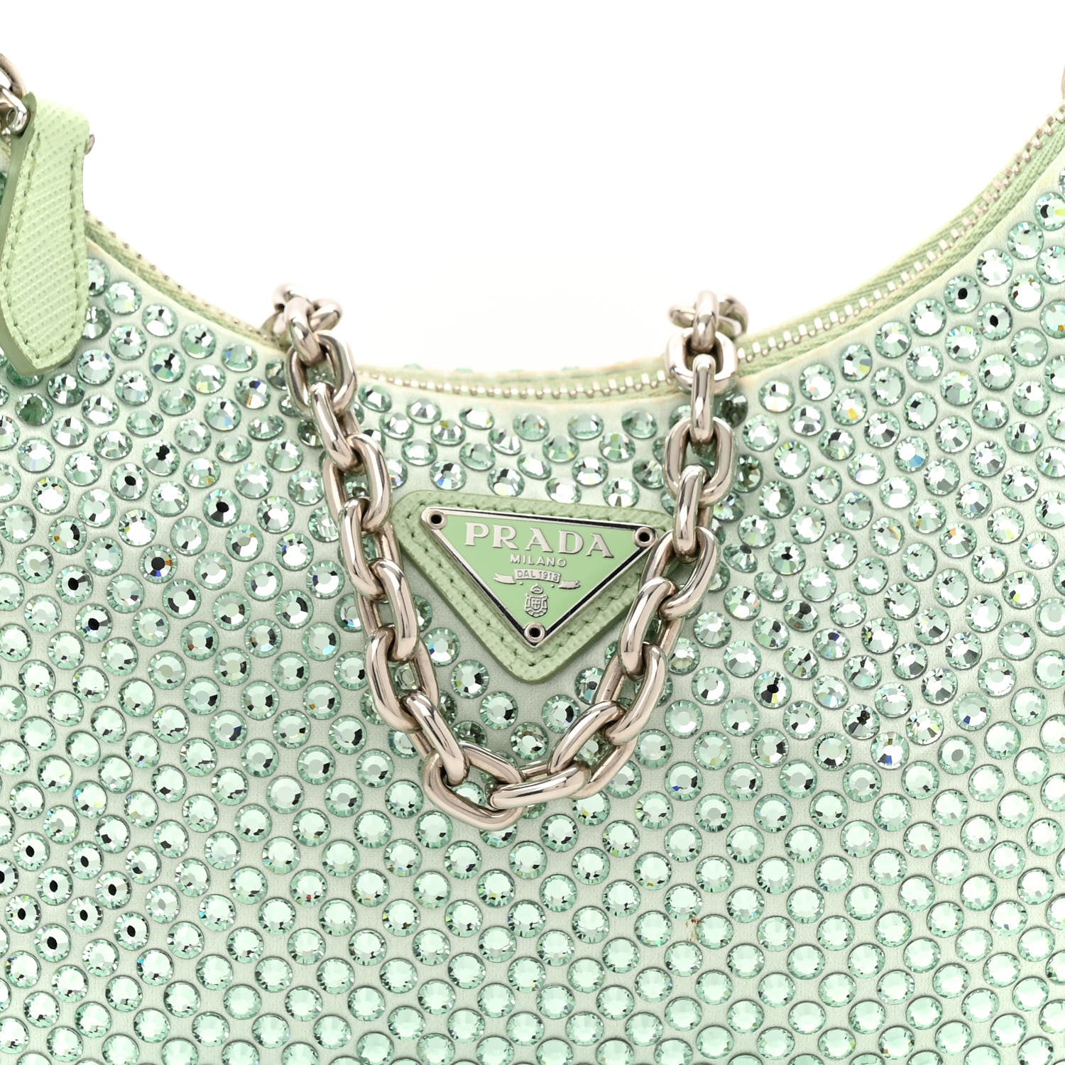 Prada Satin Crystal Re-Edition 2005 Shoulder Bag Acqua 7 of 14
