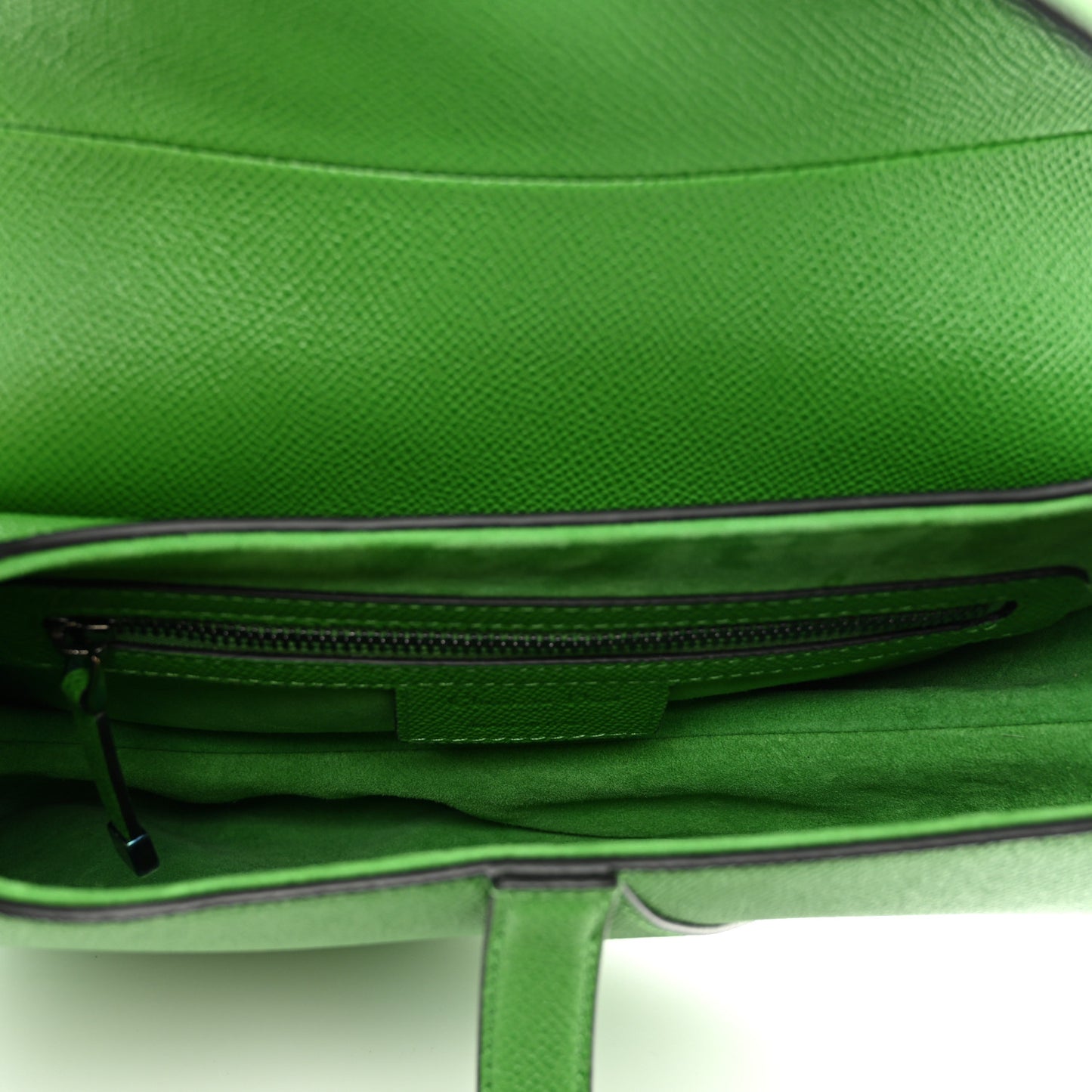 Grained Calfskin Saddle Bag Green