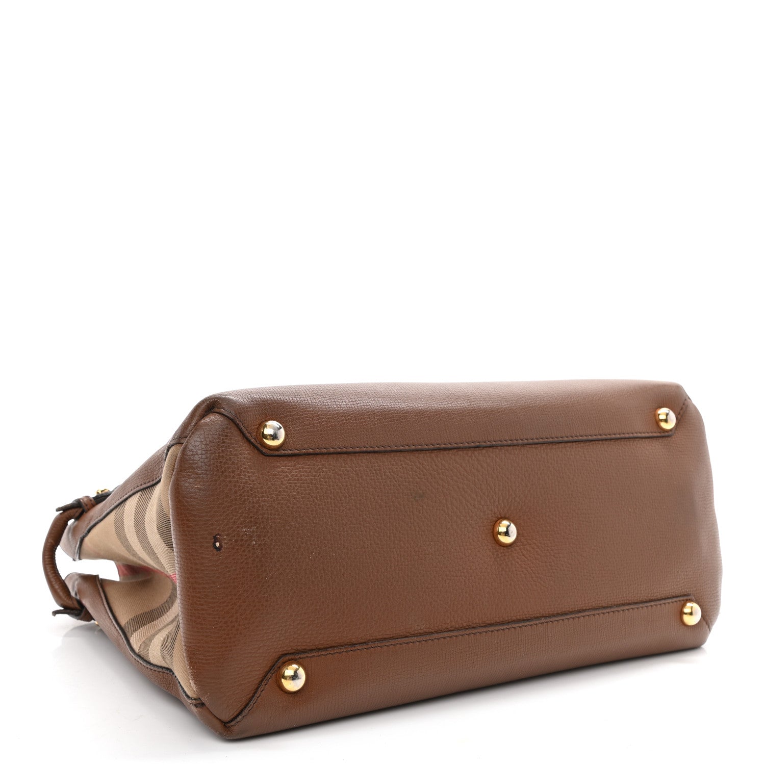 Burberry Grainy Calfskin House Check Medium Banner Tote Tan 4 of 18