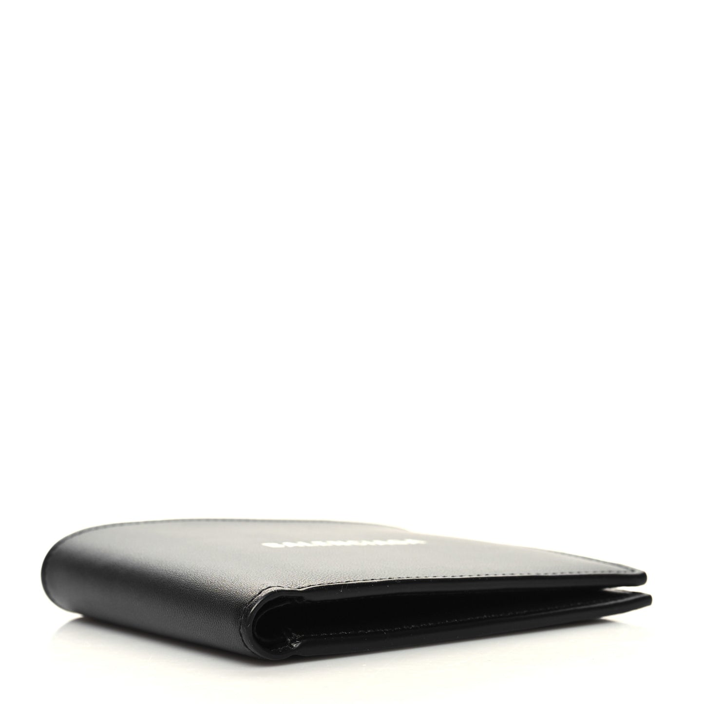 Calfskin Logo Cash Square Bi-Fold Wallet Black White