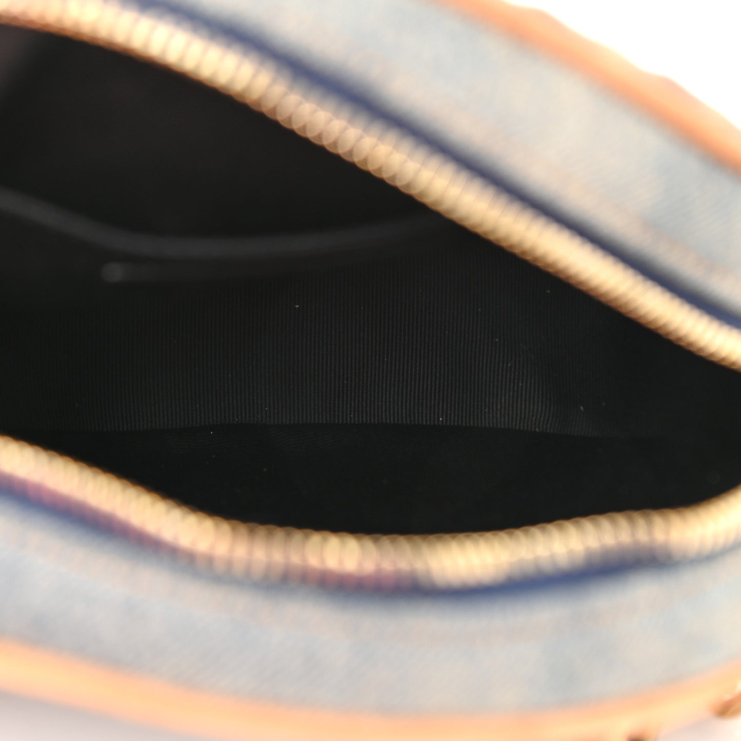 Denim Quilted Monogram Round Crossbody Bag Rodeo Blue