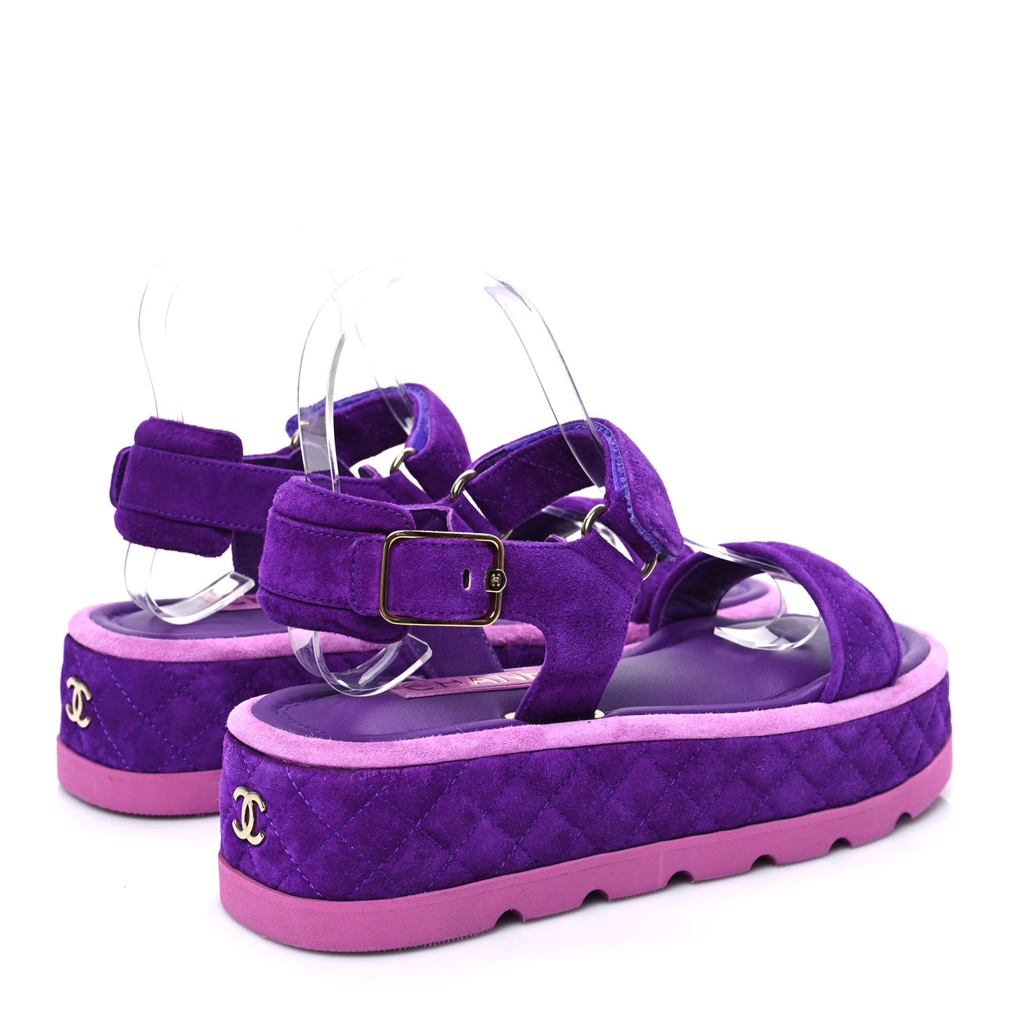 Suede Quilted Platform Sandals 38 Purple Light Purple