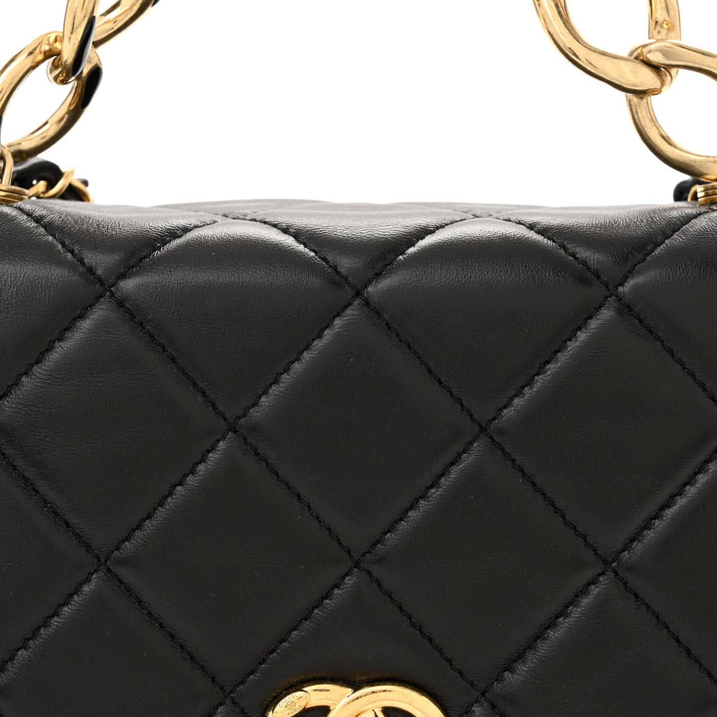 Lambskin Quilted Small Color Match Flap Black