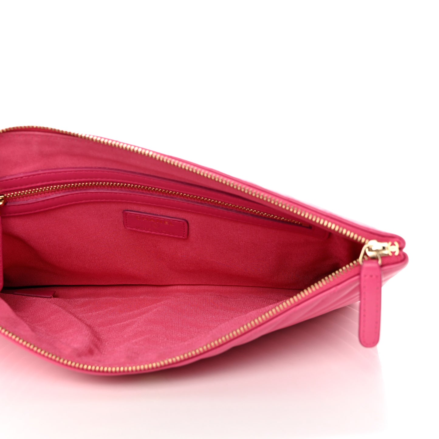 Lambskin Chevron Quilted Medium Cosmetic Case Pink