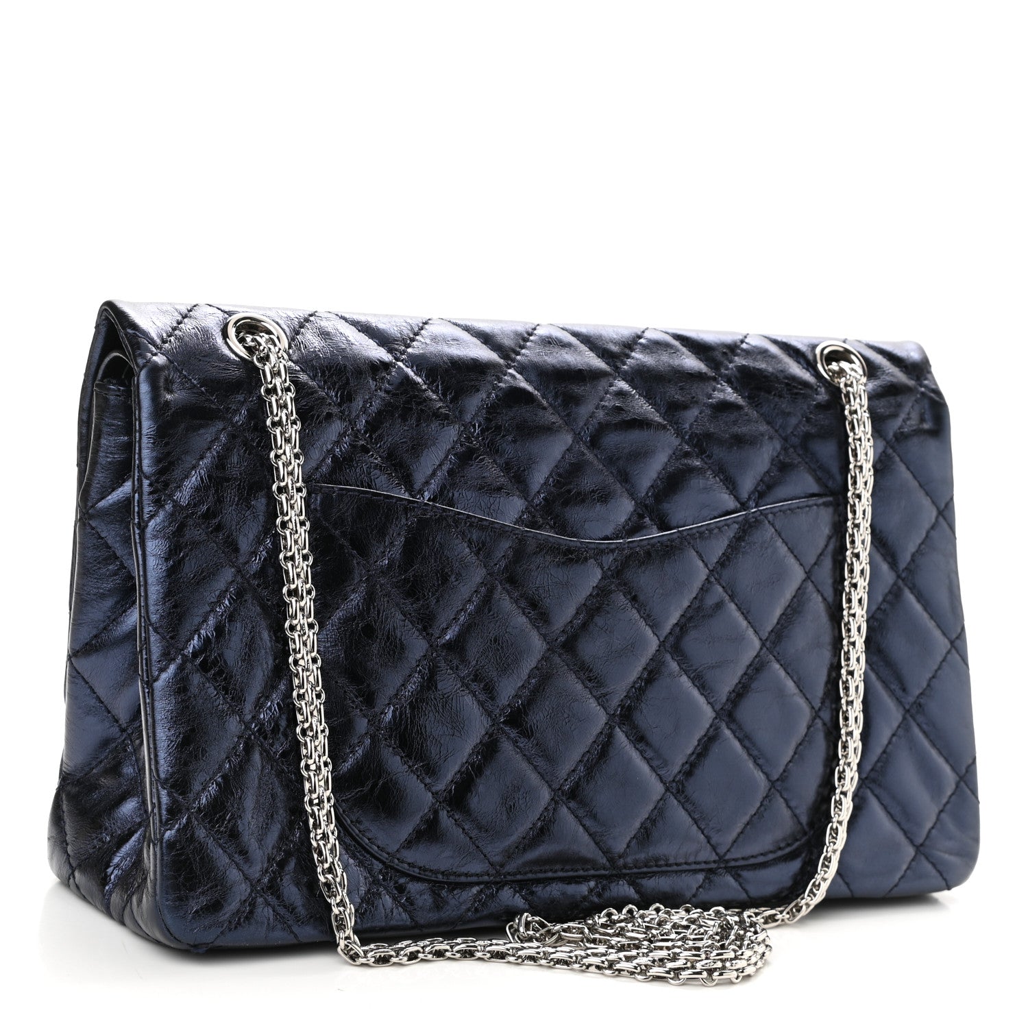 Chanel Metallic Aged Calfskin Quilted 2.55 Reissue 227 Flap Dark Navy Blue 3 of 10
