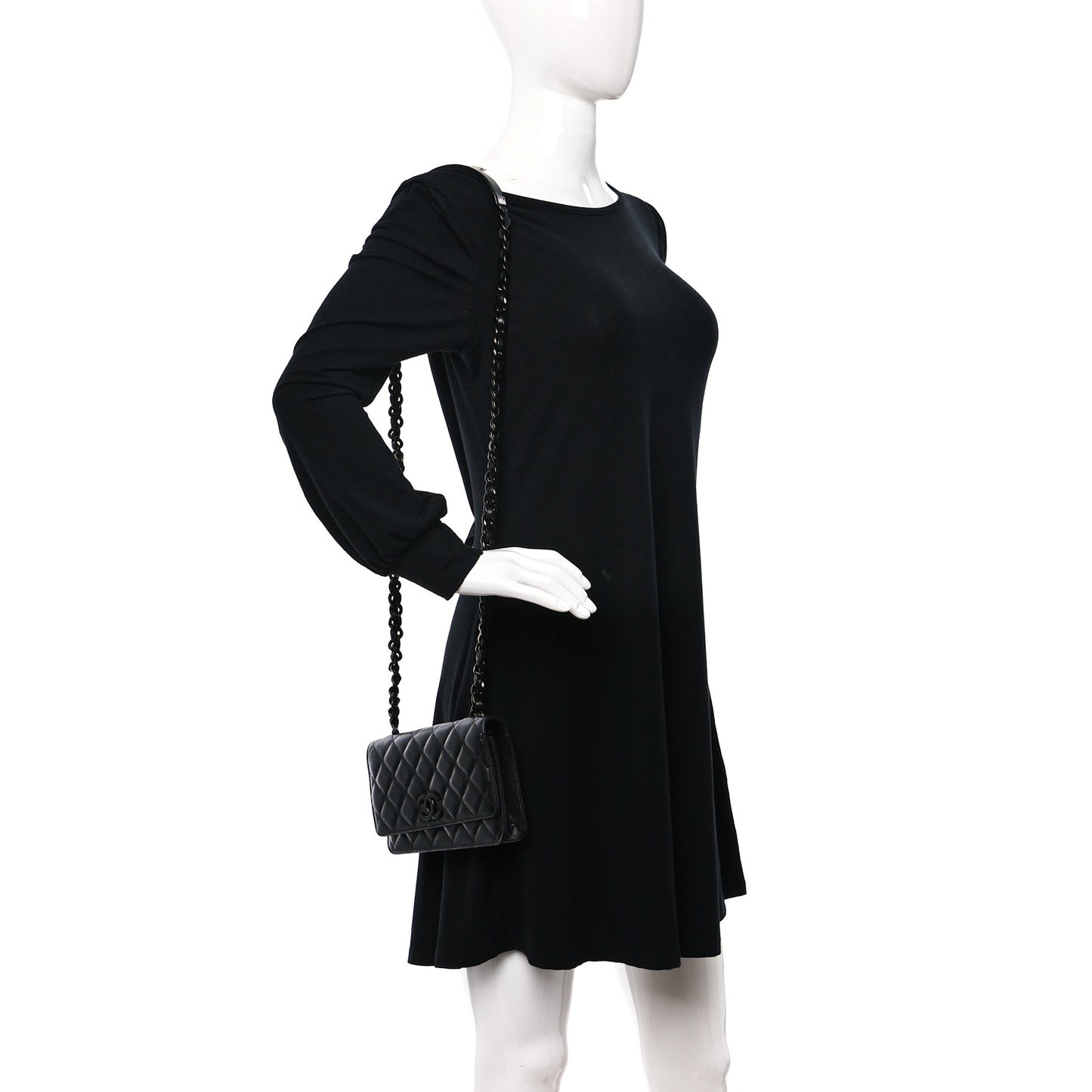 Caviar Quilted My Everything Wallet On Chain WOC Black
