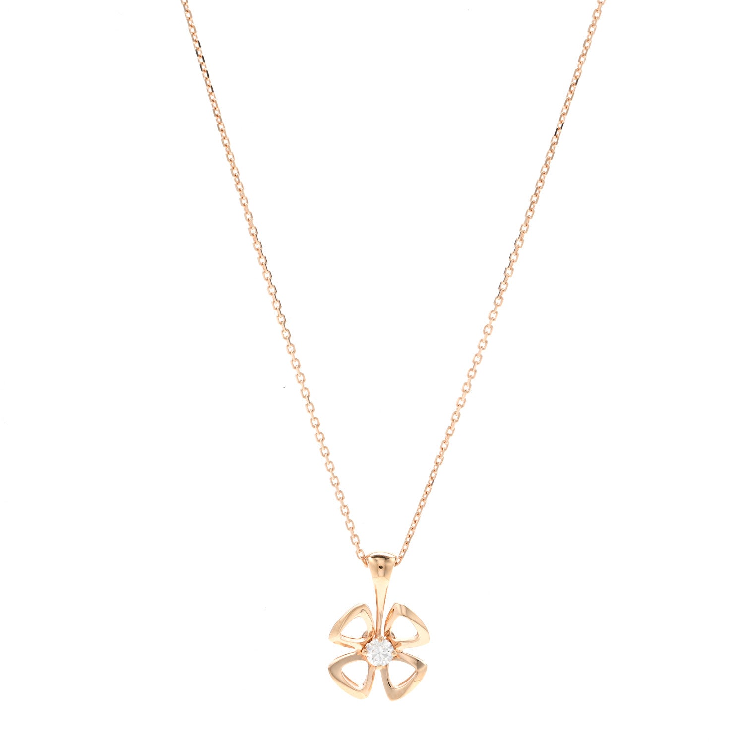 Bulgari 18K Rose Gold Diamond Fiorever Pendant Necklace 1 of 6