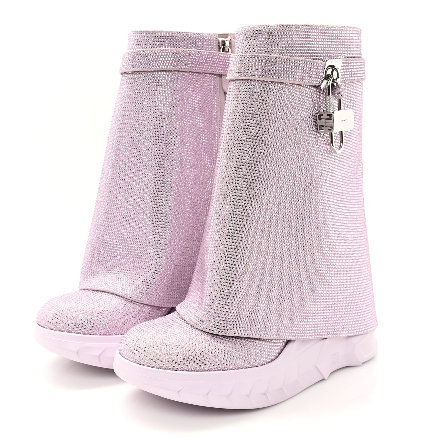 Suede Strass Shark Lock Biker Ankle Boots 40 Pink
