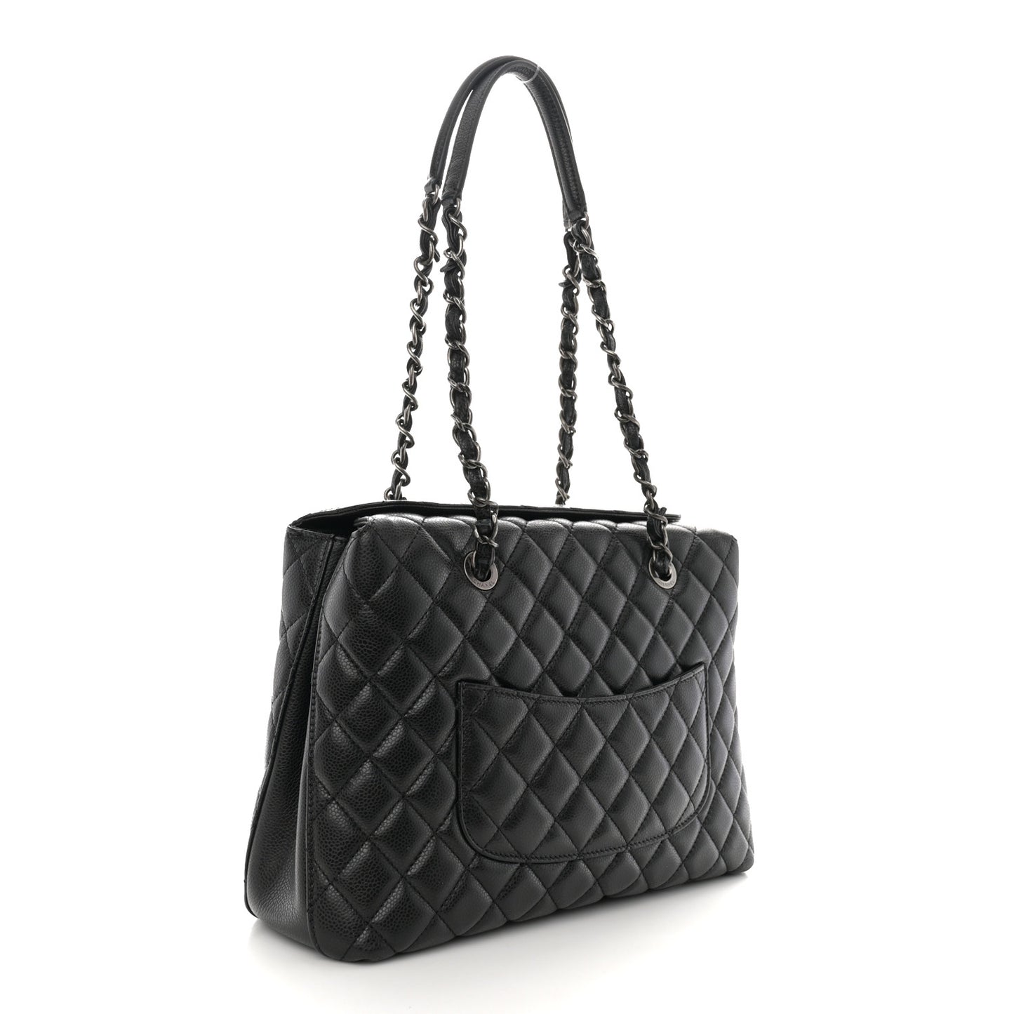 Caviar Quilted Small City Shopping Tote Black