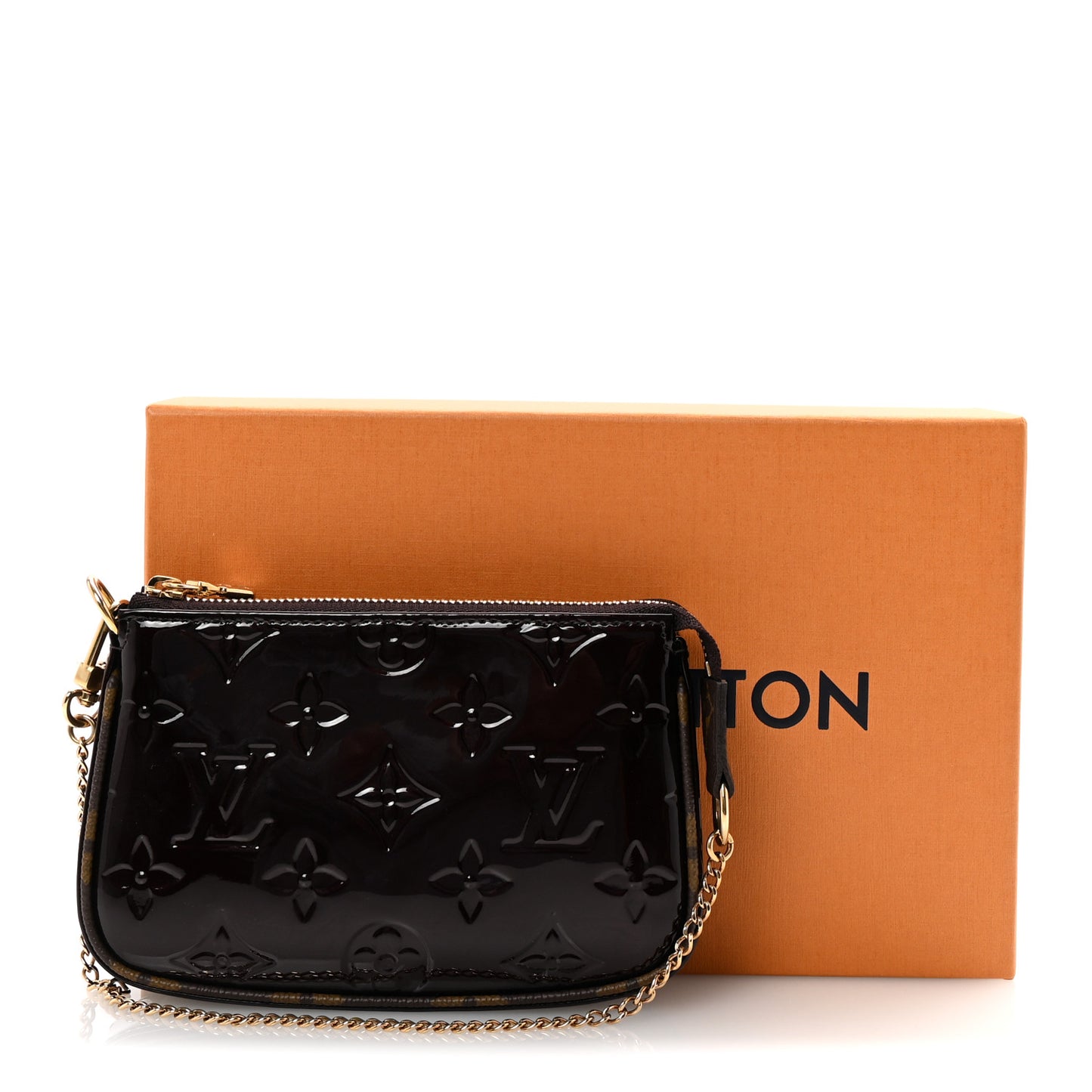 Vernis Monogram Mini Pochette Accessories Amarante