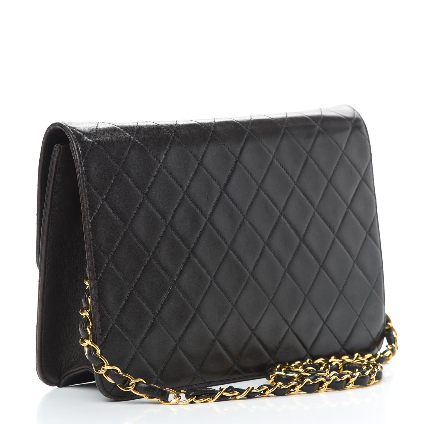 Lambskin Quilted Medium Single Flap Black