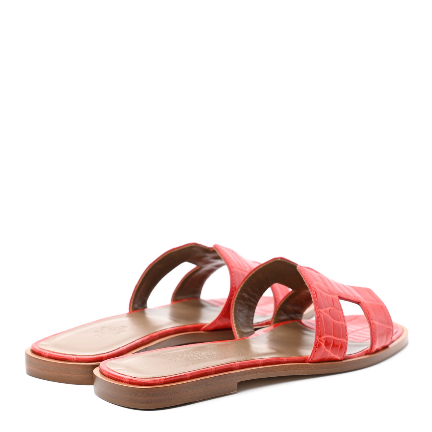 Shiny Alligator Oran Sandals 36 Orange Poppy