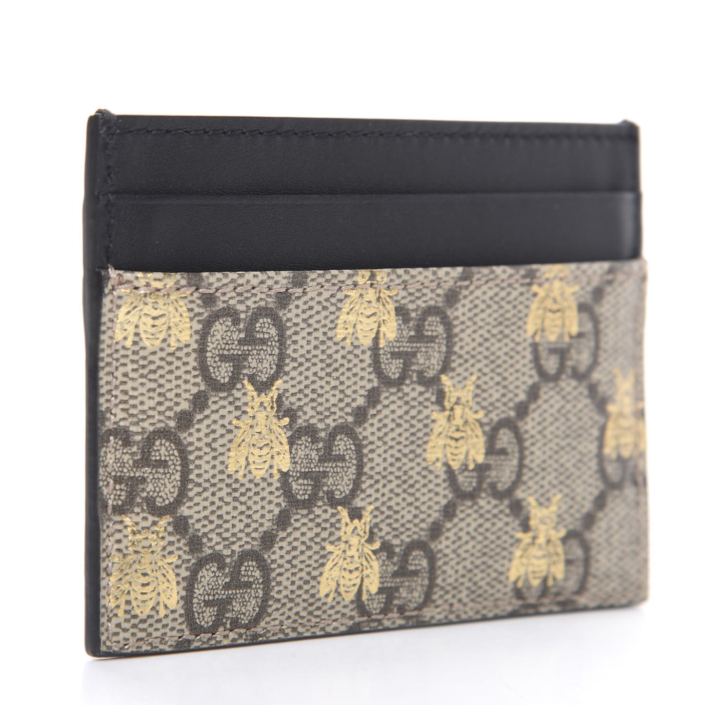 GG Supreme Monogram Bees Card Holder Black