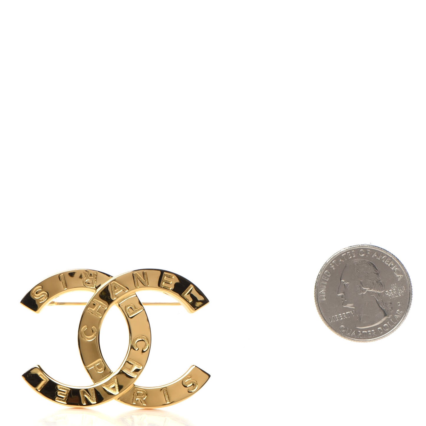 Metal Paris Button CC Large Brooch Gold