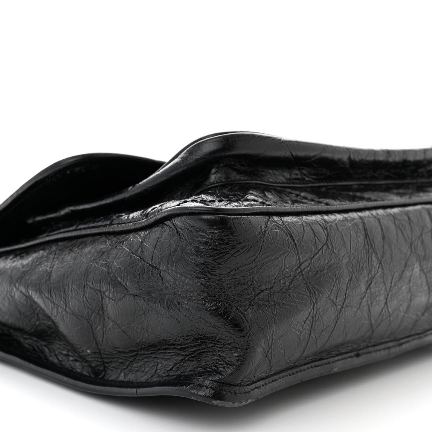 Crinkled Calfskin Matelasse Monogram Large Niki Chain Satchel Black