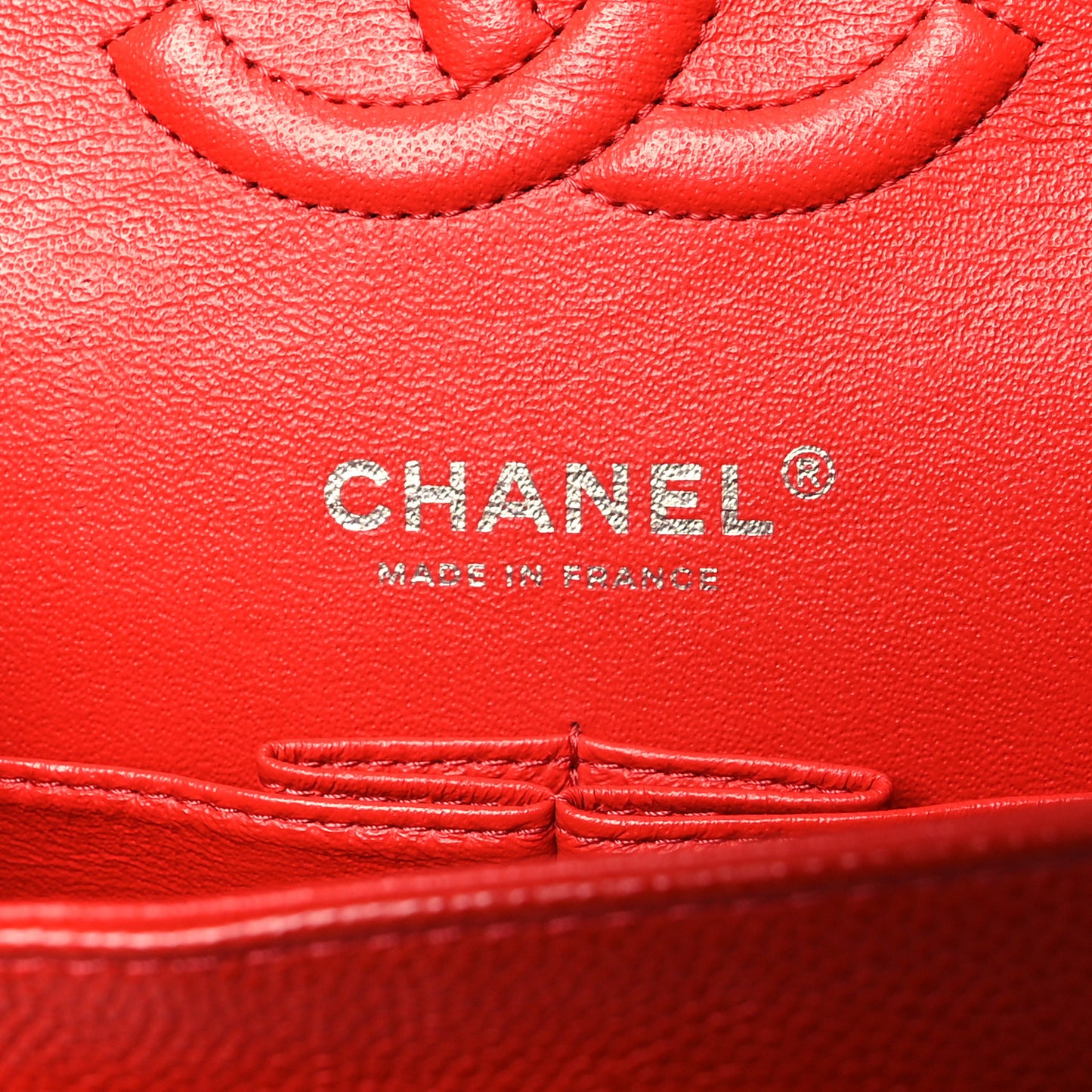 Caviar Quilted Medium Double Flap Red