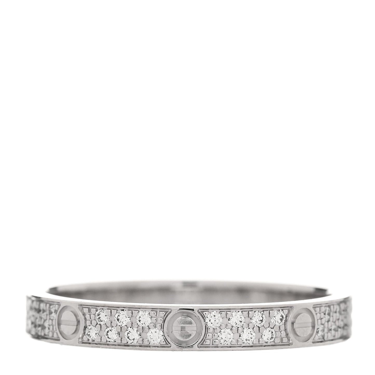 18K White Gold Diamond 2.6mm LOVE Paved Band Ring 50 5.25