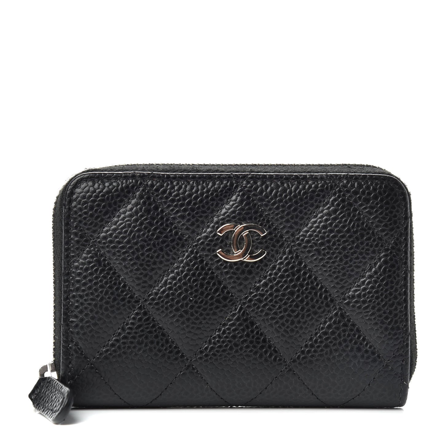 Caviar Quilted Zip Coin Purse Black