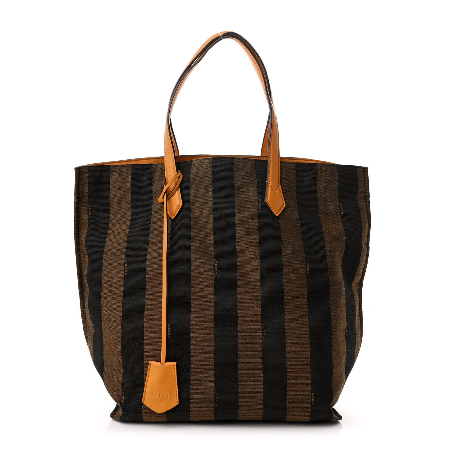 Jacquard Calfskin Pequin All In Shopper Tote Tobacco Yellow