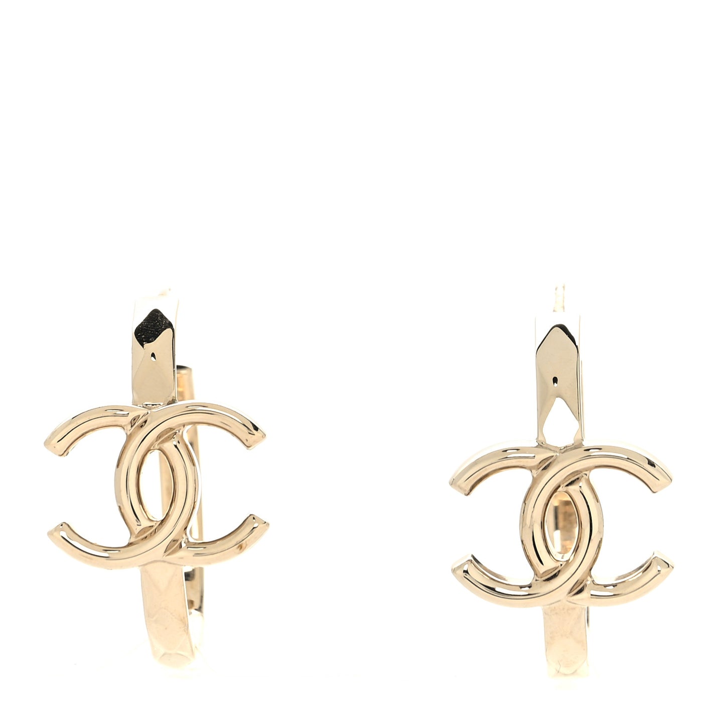 Metal Textured CC Hoop Earrings Gold