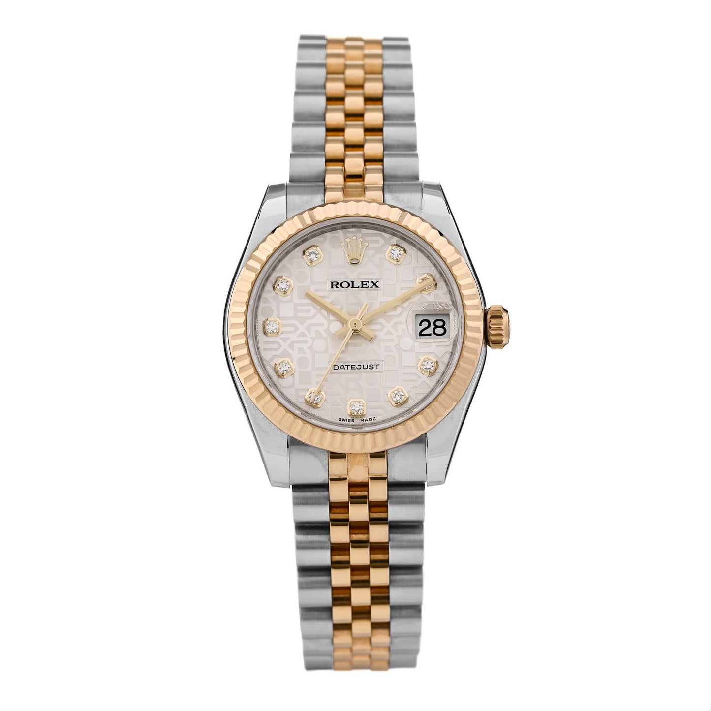 Stainless Steel 18K Yellow Gold Diamond 31mm Oyster Perpetual Datejust Watch Silver Jubilee 178273