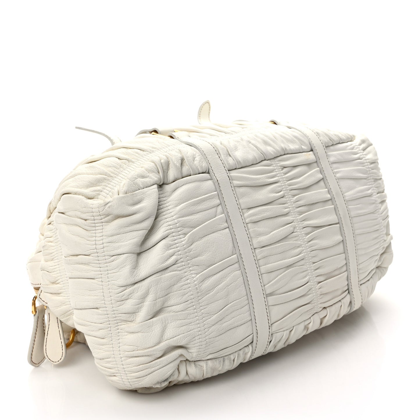 Nappa Gaufre Buckle Bowler Bianco