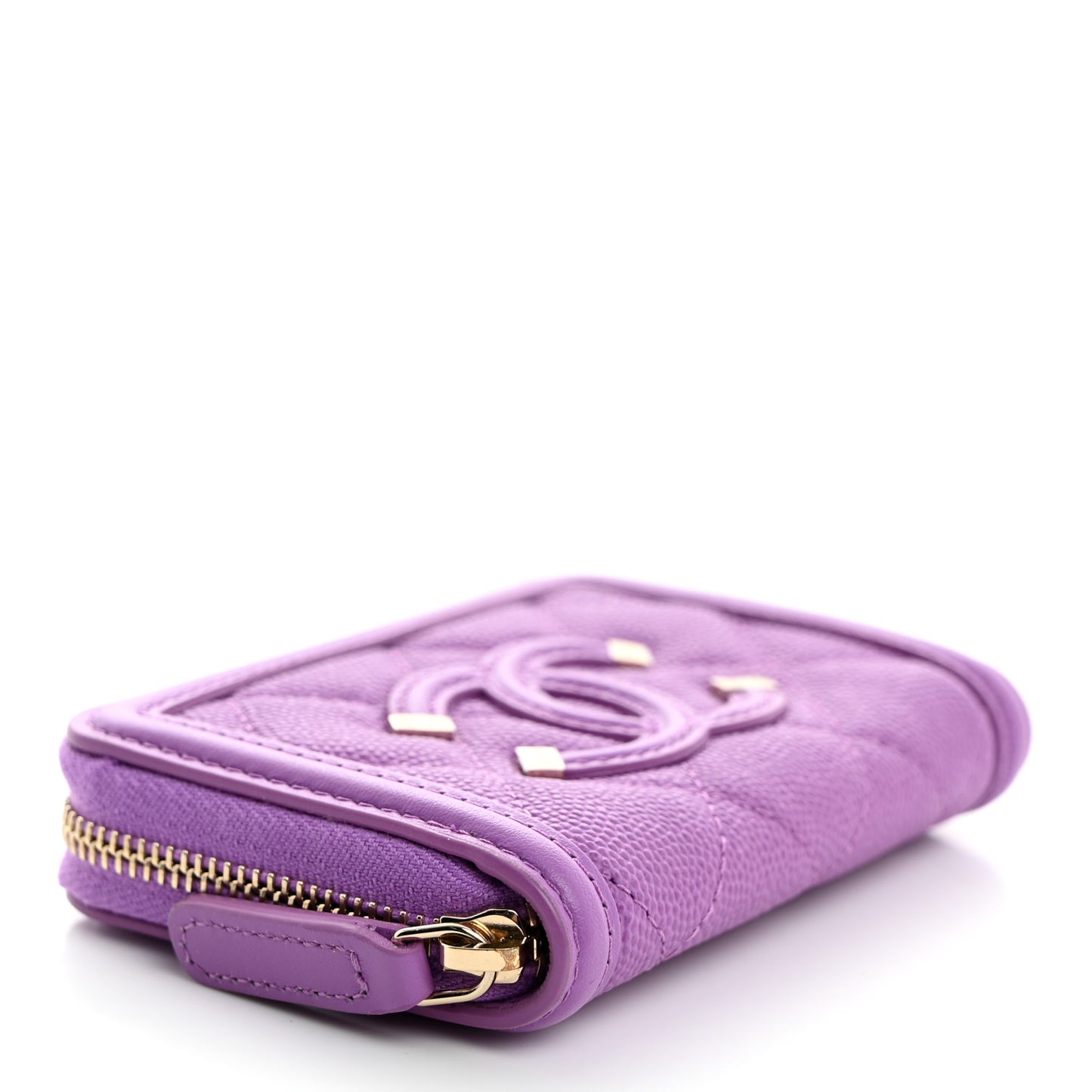 Caviar Quilted Filigree Coin Purse Purple