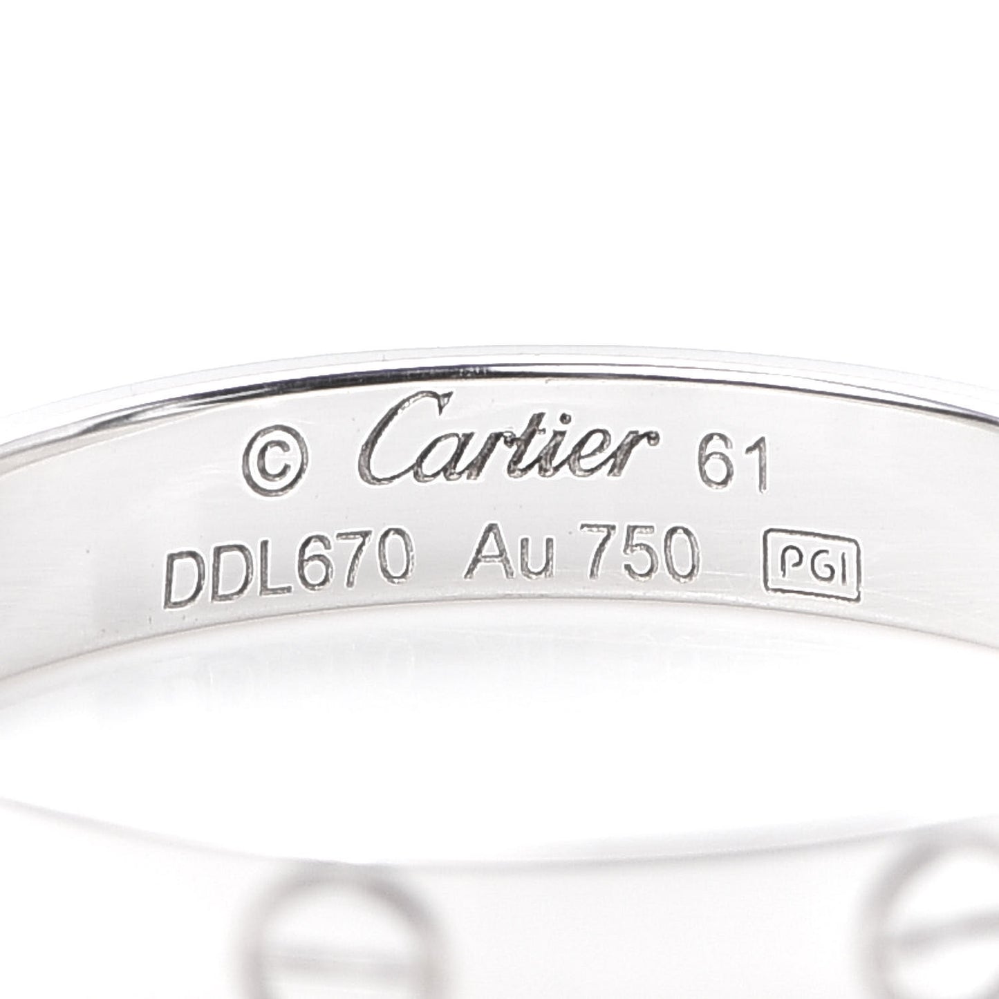 18K White Gold 3.5mm LOVE Wedding Band Ring 61 9.5