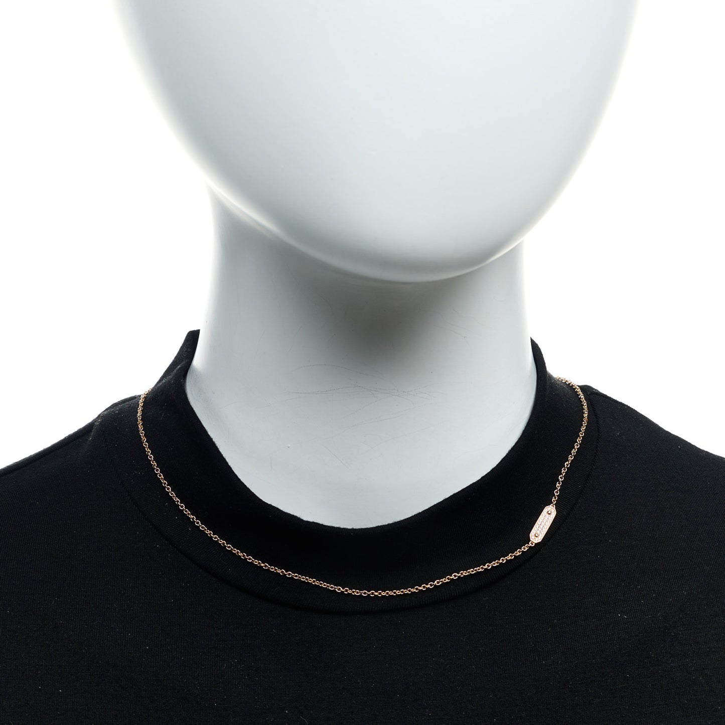 18K Rose Gold Diamond Tag Chain Necklace