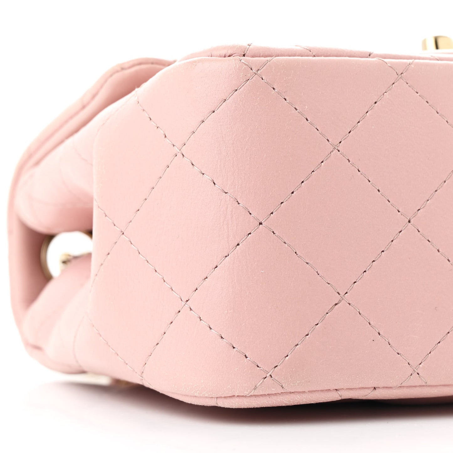 Lambskin Quilted Mini Square Flap Light Pink