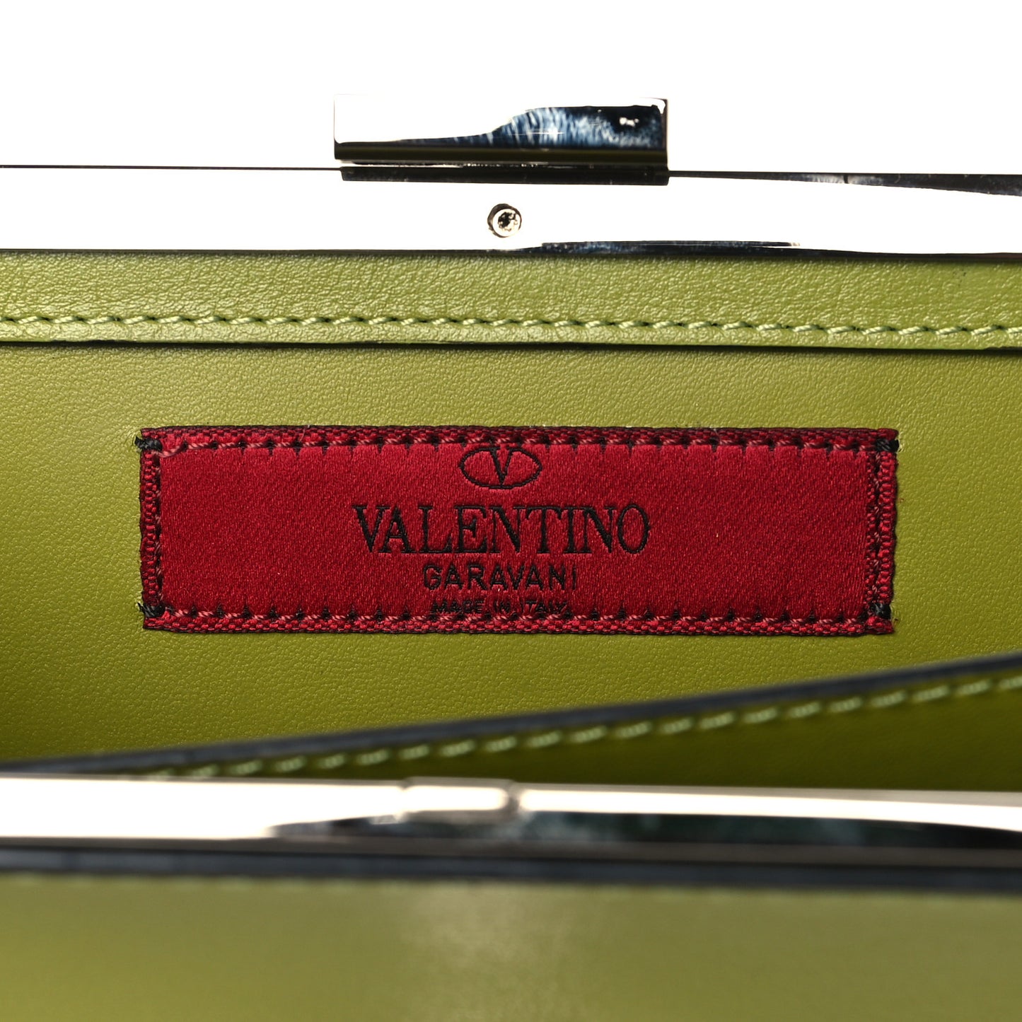 Vitello Rockstud Turn Lock Chain Clutch Deep Clover
