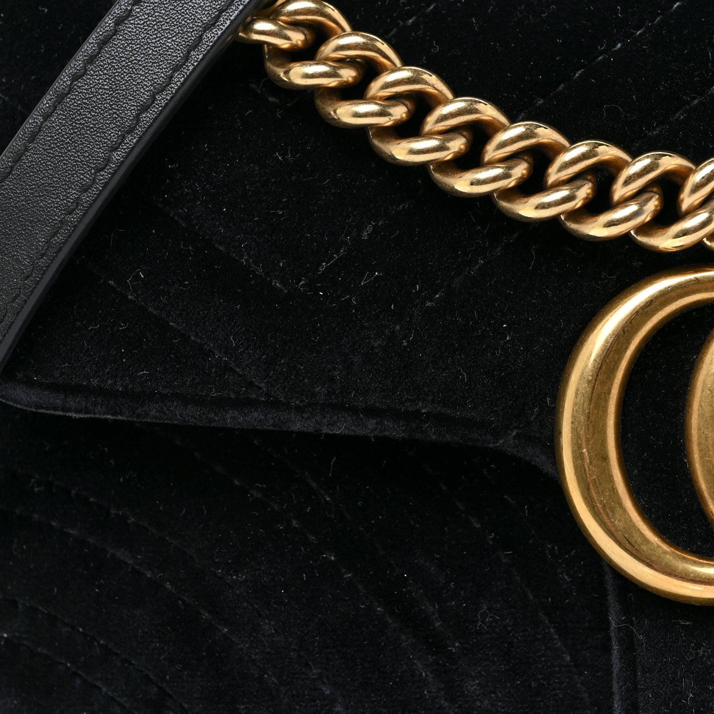 Velvet Matelasse Mini GG Marmont Shoulder Bag Black