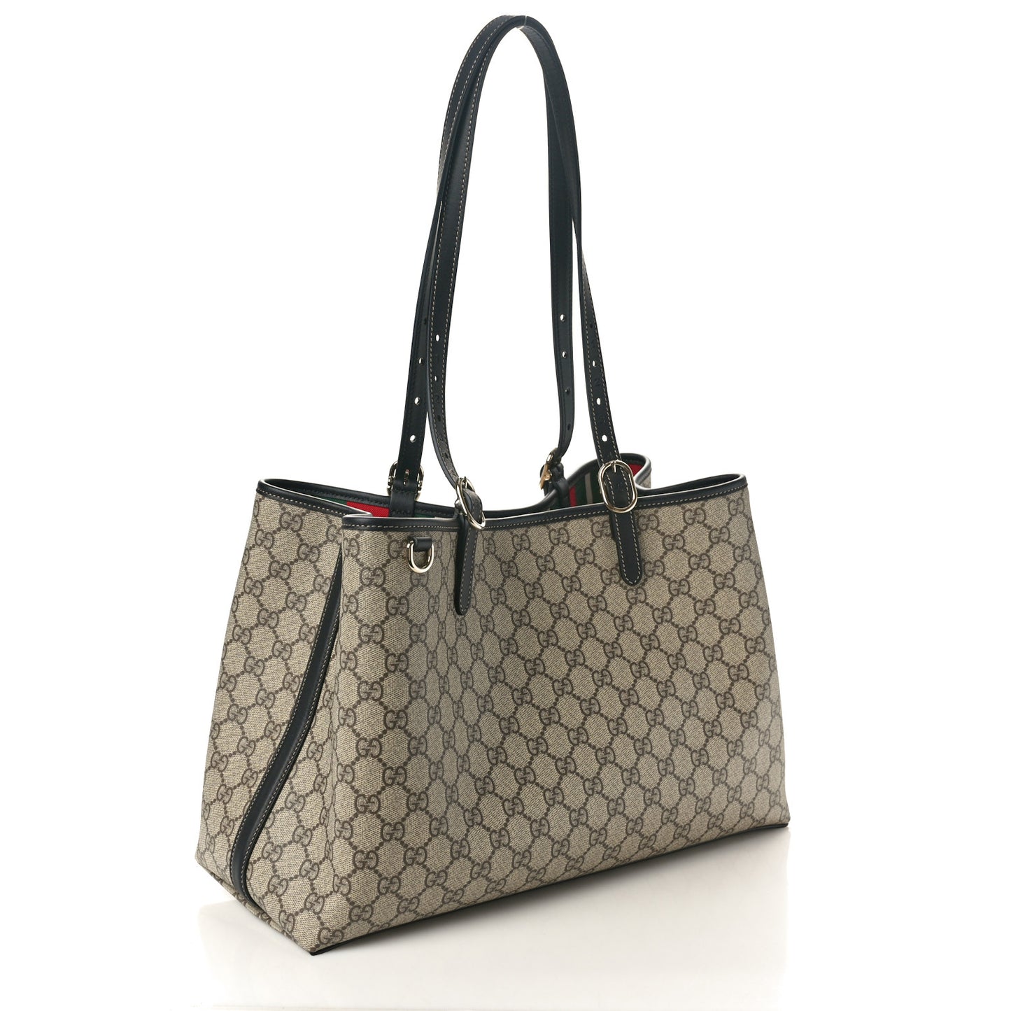 GG Supreme Monogram Emblem Medium Tote Bag Beige Black